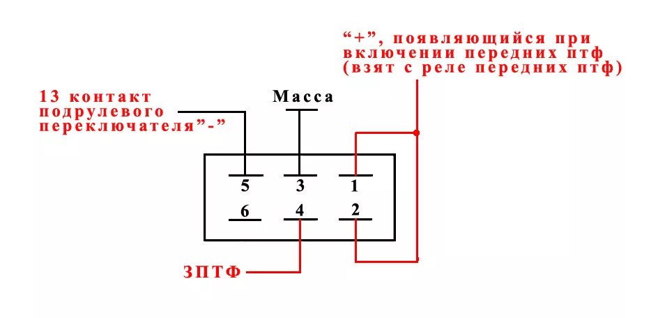 Подключение реле 23.3777 Подключение задних ПТФ на подрулевой от Subaru - Toyota Corona Premio (T210), 1,