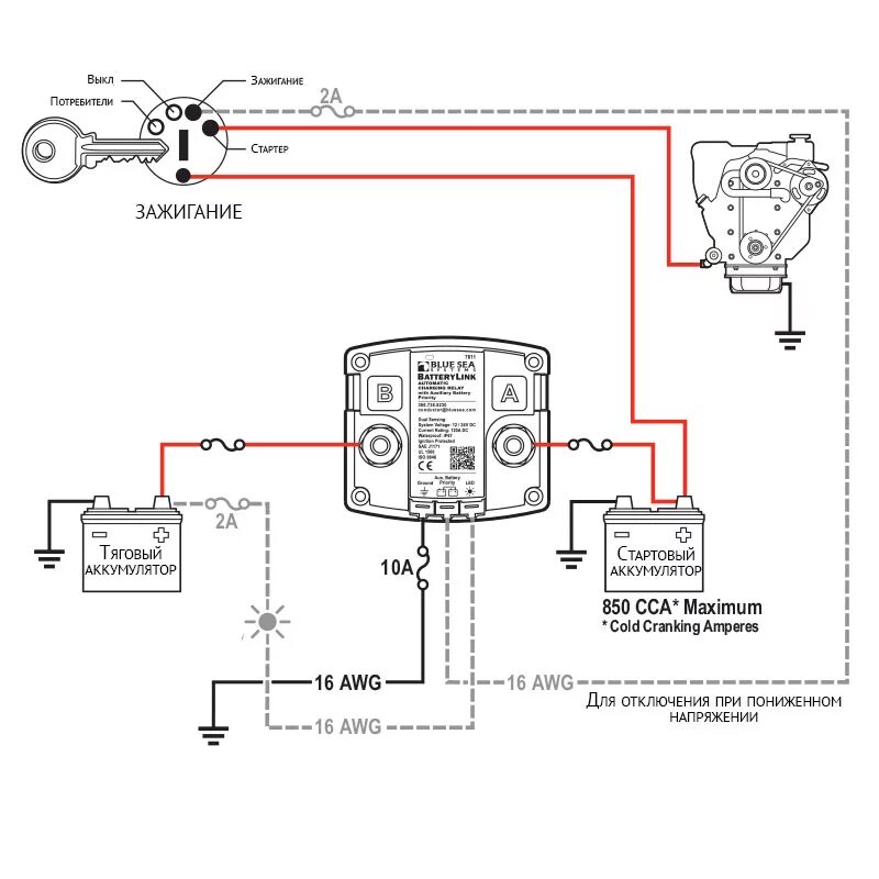 Подключение реле аккумулятора Реле зарядки аккумулятора Blue Sea 7611 Узнать цену и купить