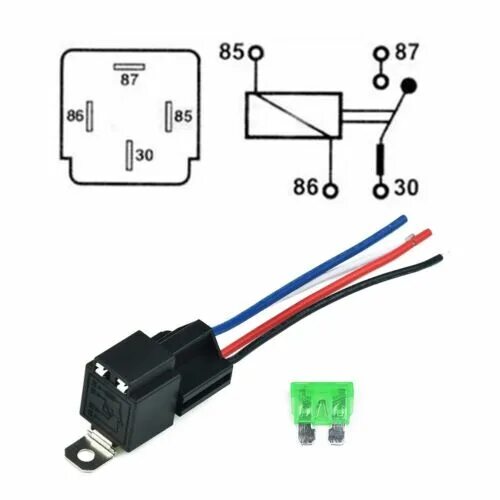 Подключение реле автомобиля Relay Car With Socket Base/Wires/Fuse Polyamide Pre-wired Auto 4 Pin Portable eB