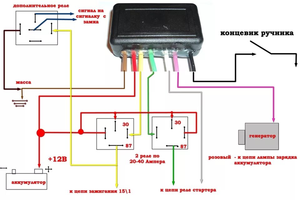 Подключение реле автозапуска Электрика: Простйший автозапуск к дешёвым сигналкам - Сообщество "Кулибин Club" 