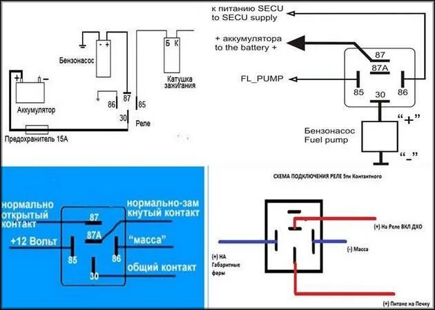 Подключение реле бензонасоса Реле бензонасоса: принцип работы, как проверить, где находится, схема