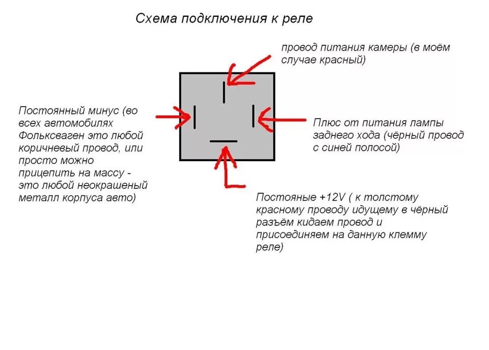 Подключение реле через минус Установка камеры (всё заработало как надо) - Volkswagen Jetta VI, 1,6 л, 2013 го