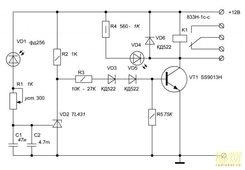 Подключение реле день ночь схема Простейшие фотореле: найдено 89 картинок