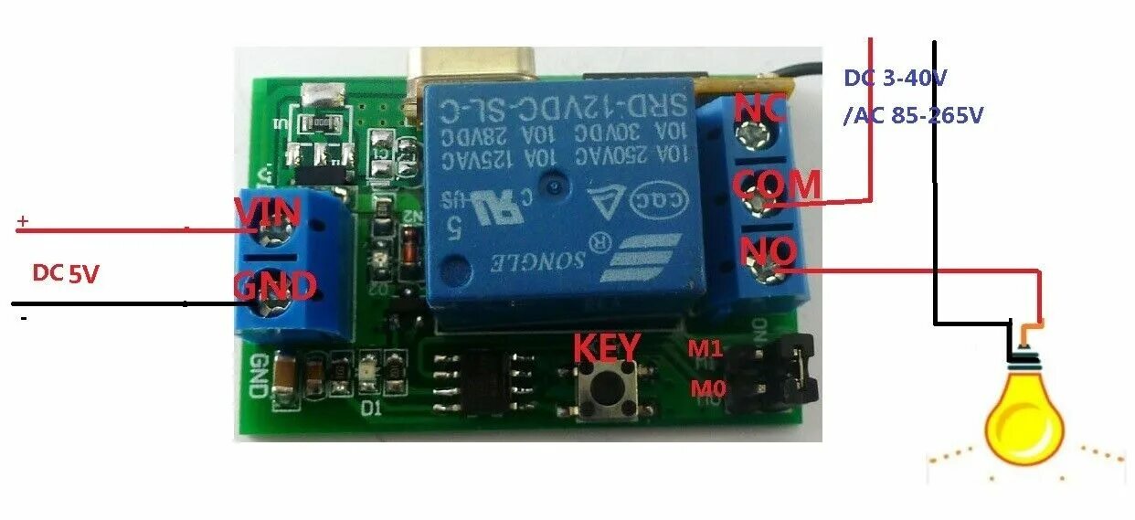 Подключение реле дистанционно управление 1+2 Dc 5 В Rf беспроводной переключатель задержка реле времени таймер пульт дист