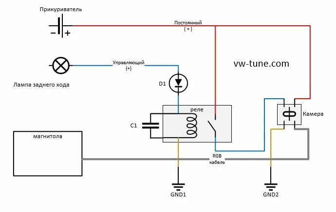 Подключение реле для задней камеры схема подсоединения камеры заднего вида к монитору с реле задержки - Яндекс: наш