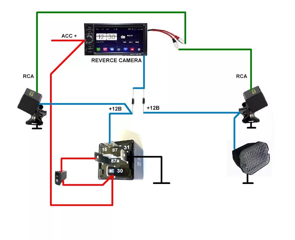 Подключение реле для задней камеры Схема подключения фронтальной камеры. Закрываем старые вопросы. ) - Ford Focus I