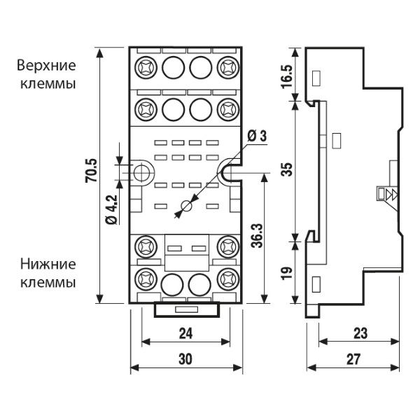 Подключение реле финдер 9472SMA Розетка 2P, с металлической клипсой и винтовыми клеммами, для реле 55.32