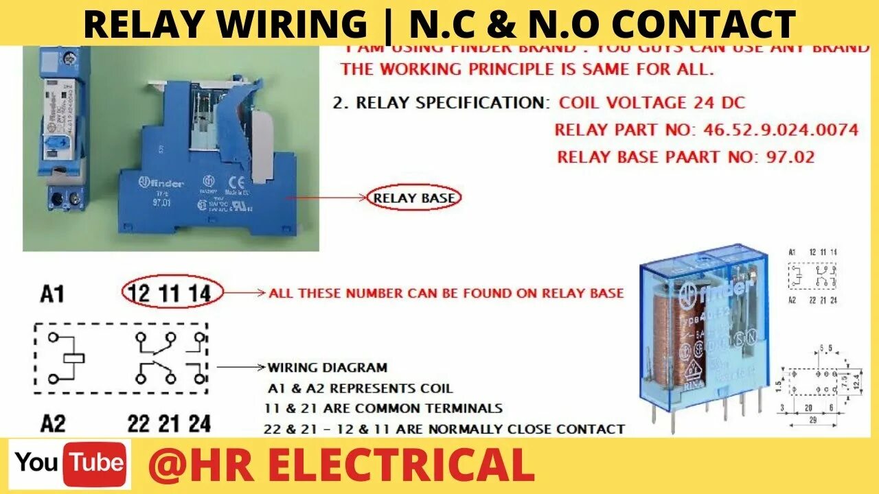 Подключение реле финдер relay wiring diagram with switch working principle - YouTube