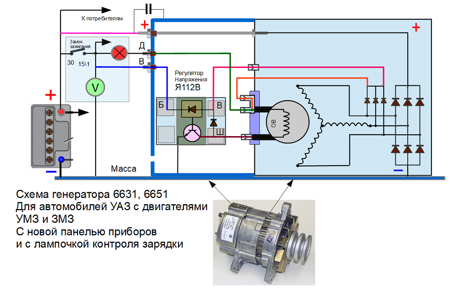 Подключение реле генератора уаз 469 схема Генератор в грузовом автомобиле, устройство автомобильного генератора