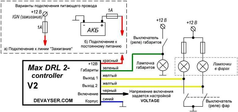 Подключение реле ходовыми огнями дрл 0 1 Подключение дхо с помощью китайского контроллера - ясамблог