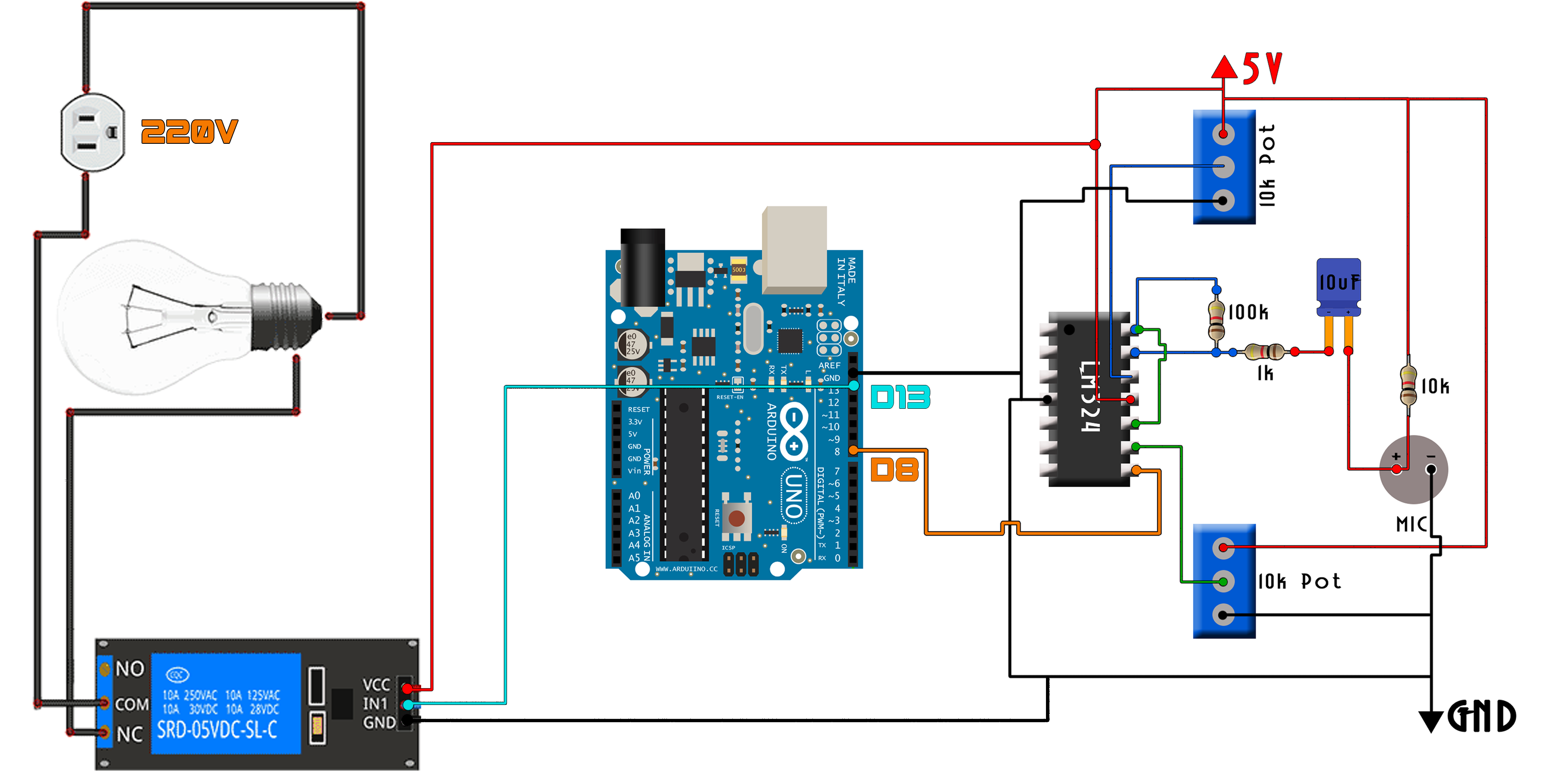 Подключение реле к ардуино схема Whistle relay arduino switch