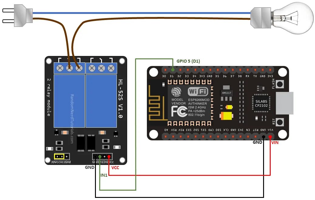 Подключение реле к esp8266 ESP8266 Relay Module - Control AC Appliances (Web Server) Random Nerd Tutorials 