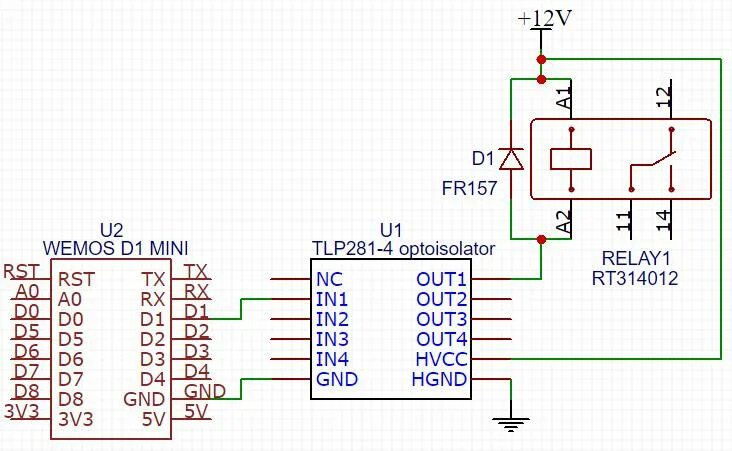 Подключение реле к микроконтроллеру Connection of the relay to ESP8266/ESP32/Arduino via the TLP281-4 optronic Assem