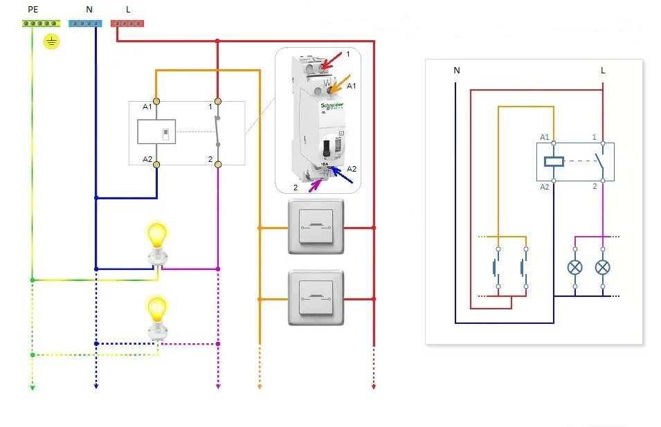 Подключение реле к проходному выключателю Импульсные реле ВКонтакте