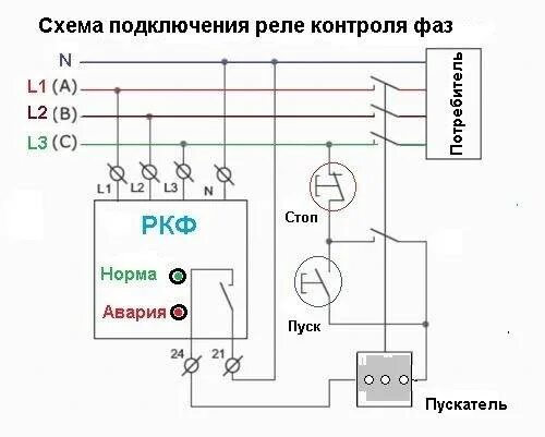 Подключение реле контроля фаз 380в Схема подключения реле фаз: найдено 60 изображений