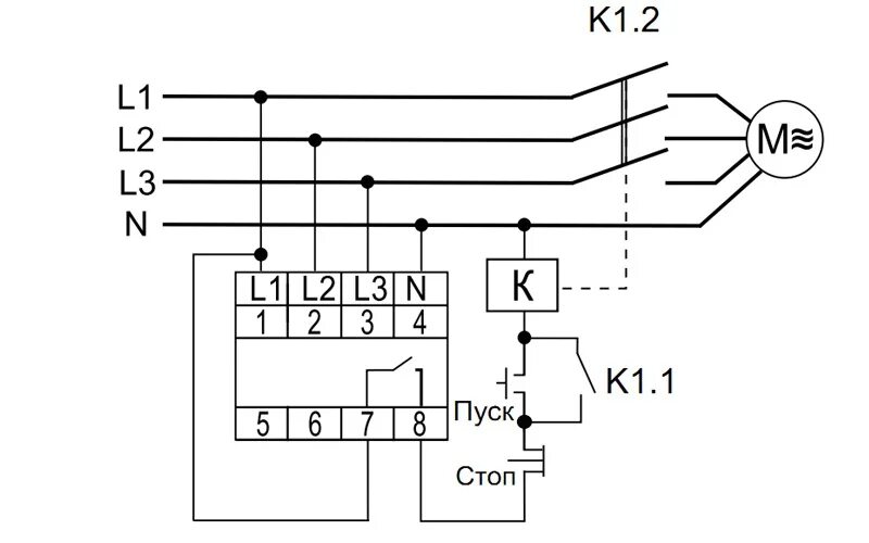 Подключение реле контроля фаз 380в схема подключения CKF-B vserele.ru