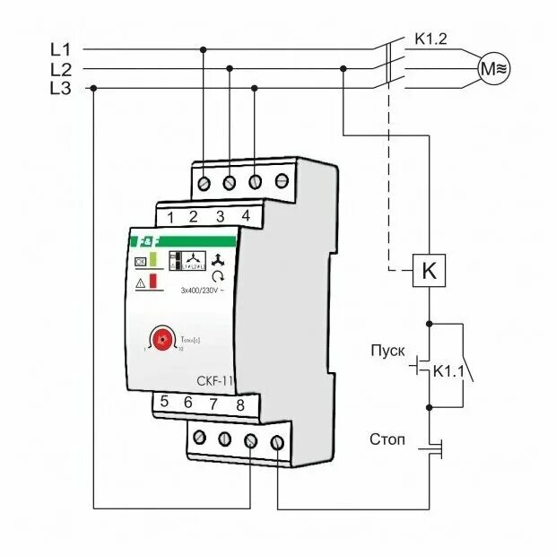 Подключение реле контроля фаз 380в схема подключения Реле контроля фаз для сетей с изолированной нейтралью CKF-11 ЕА04.004.003 - купи