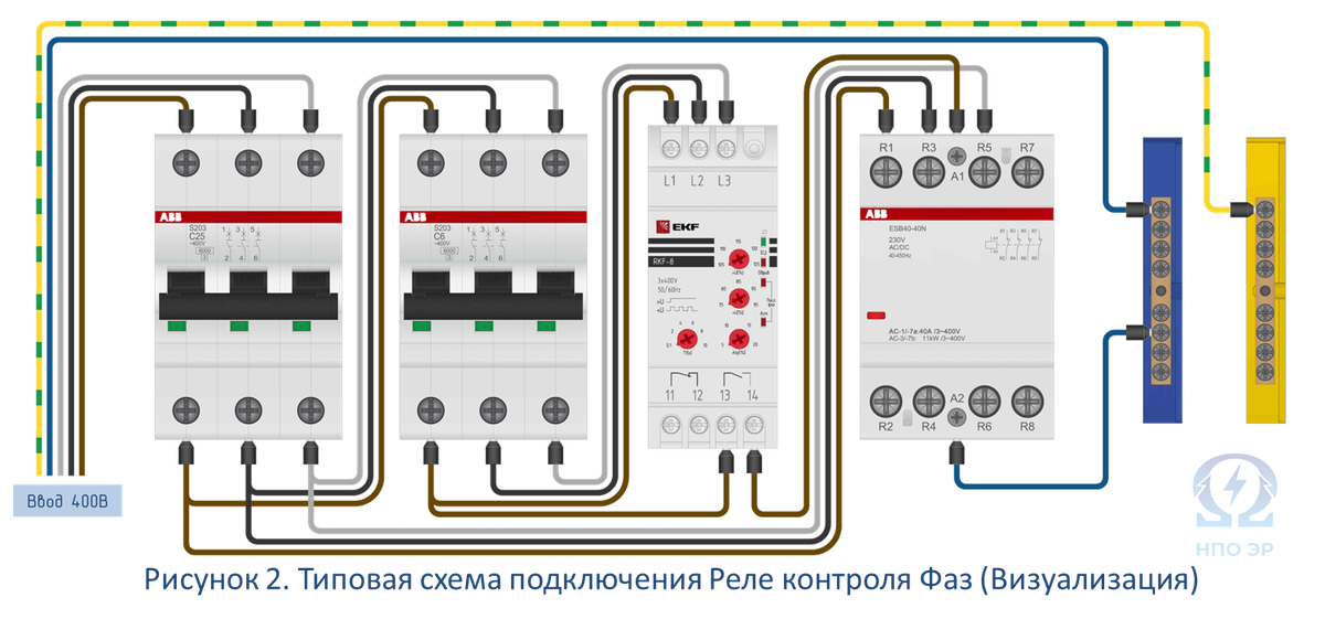 Подключение реле контроля фаз Реле контроля фаз (РКФ). Назначение, правило подключения, визуализация и изображ