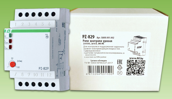 Подключение реле контроля уровня жидкости Реле контроля уровня F&F PZ-829 c датчиками в комплекте F&F Евроавтоматика - куп