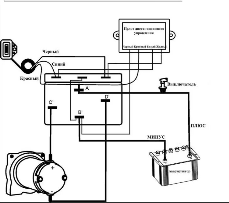Подключение реле лебедки Подключение лебедки, соленоида и пульта управления Электролебедка.ру