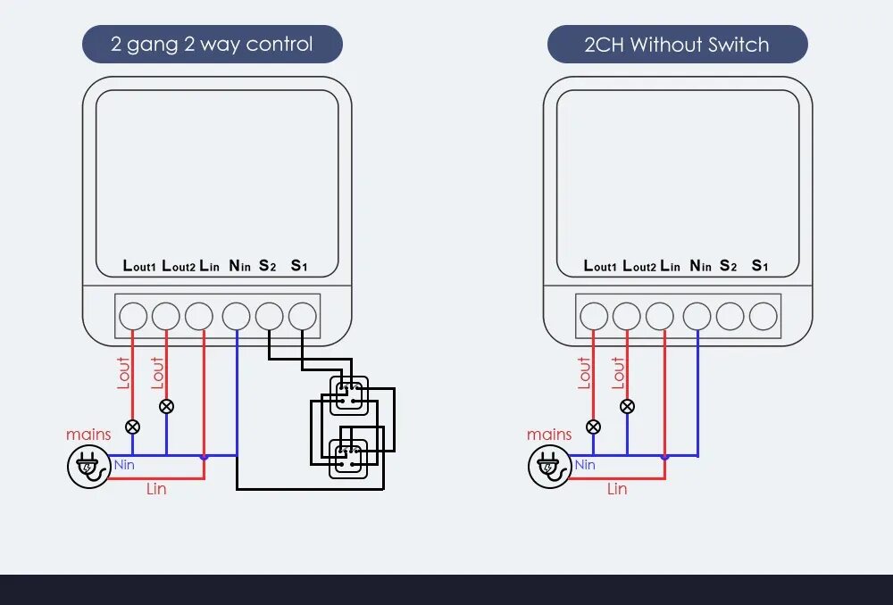 Подключение реле mini smart switch 2-канальный смарт-выключатель Tuya Wi-Fi, 10 А * 2, беспроводной мини-переключат