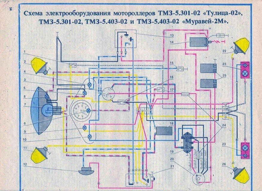 Подключение реле муравей Электрическая схема мотороллера Муравей