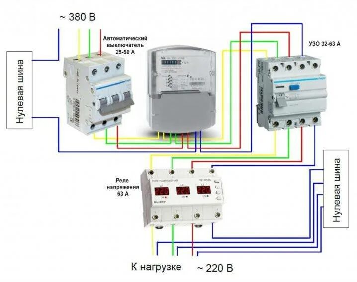 Подключение реле напряжения 380в для дома Однофазное реле напряжения: как правильно подключить, схема