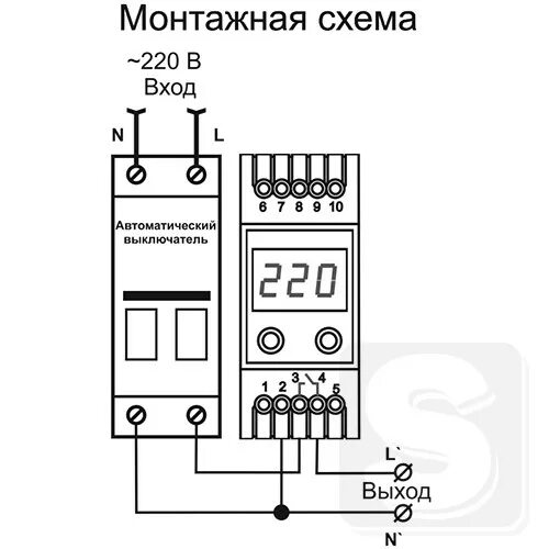 Подключение реле напряжения в однофазной сети Реле напряжения V-protector Vp-50A DigiTOP Stroysklad.com.ua