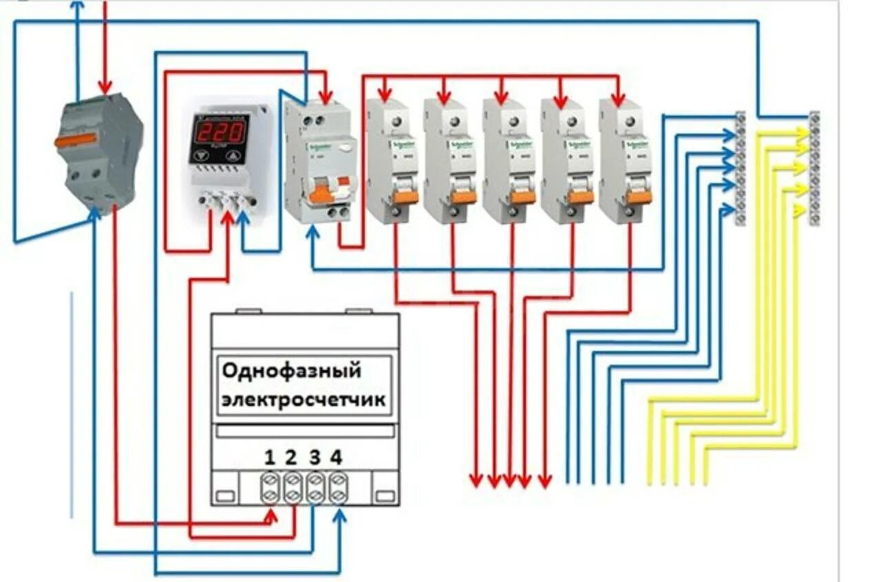 Подключение реле напряжения в щитке 1 фаза Как повысить напряжение в сети: в квартире и на даче