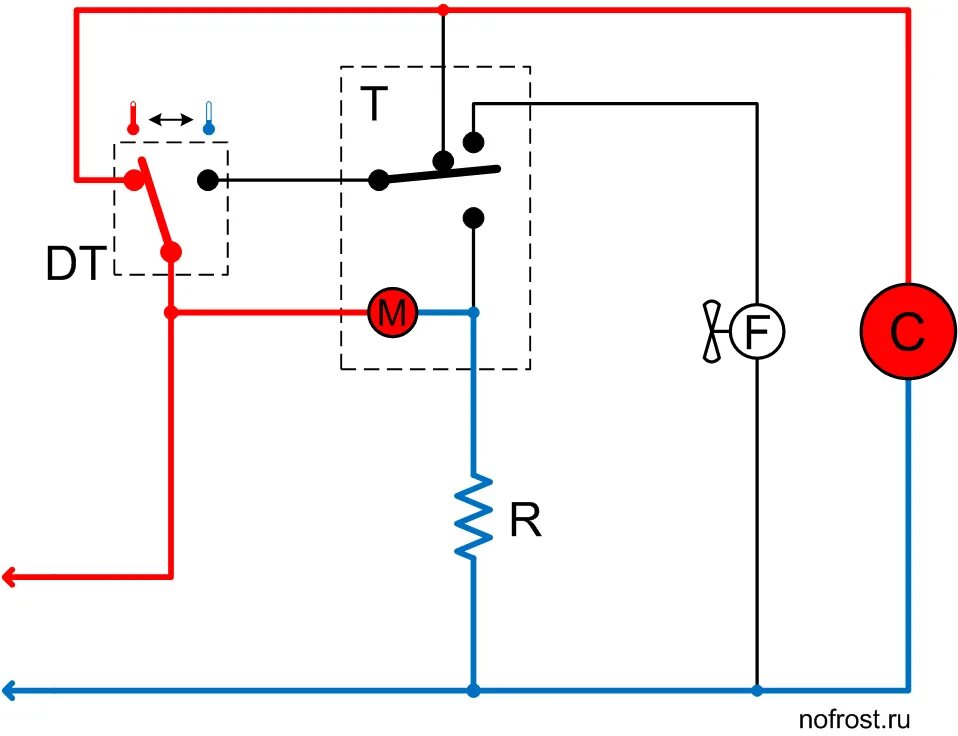 Подключение реле оттайки Схема NoFrost: Итальянский вариант схемы No Frost с обратной связью