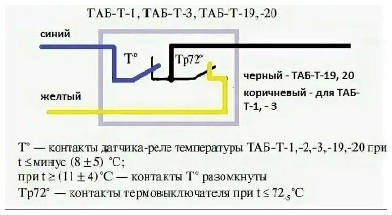 Подключение реле оттайки Таб т 21 схема