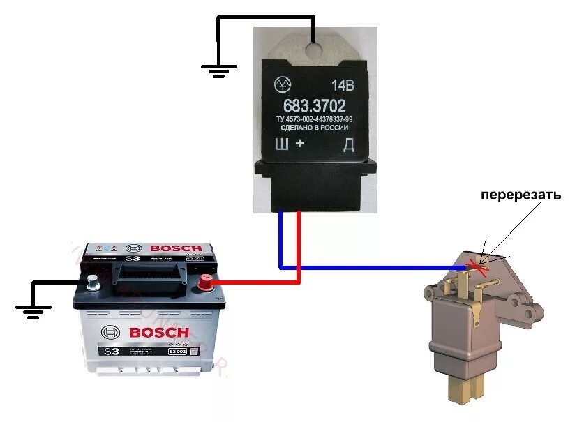 Подключение реле регулятора генератора уаз Установка универсального реле генератора РЕНАТО 683.3702 - Lada 21110, 1,5 л, 20
