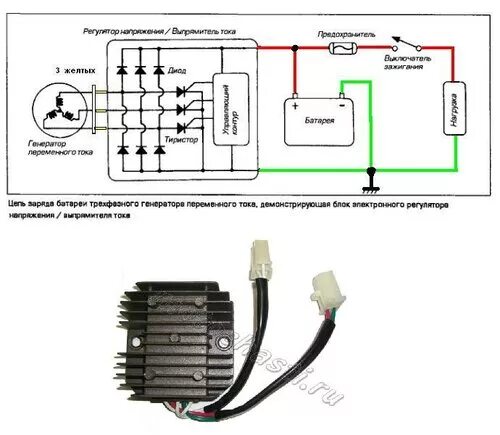Подключение реле регулятора к двигателю лифан Проверка реле зарядки на скутере схемы Как заменить?