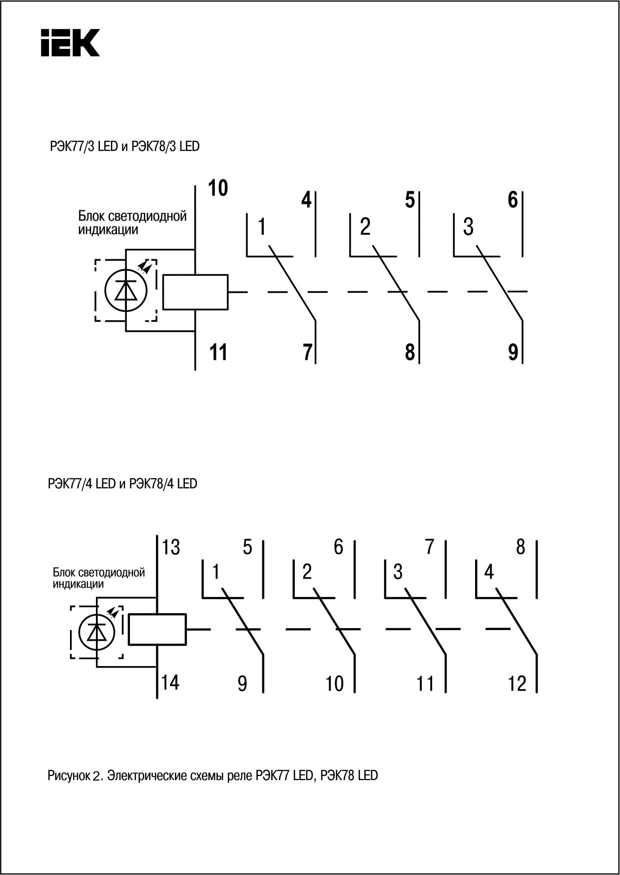 Подключение реле рэк 77 4 RRP10-3-10-012D-LED IEK ONI Реле РЭК77/3(LY3) с индикацией 10А 12В DC по цене 46