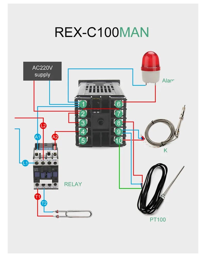 Подключение реле rex c100 Флюоресцентный регулятор температуры, цифровой дисплей, термостат, релейный выхо