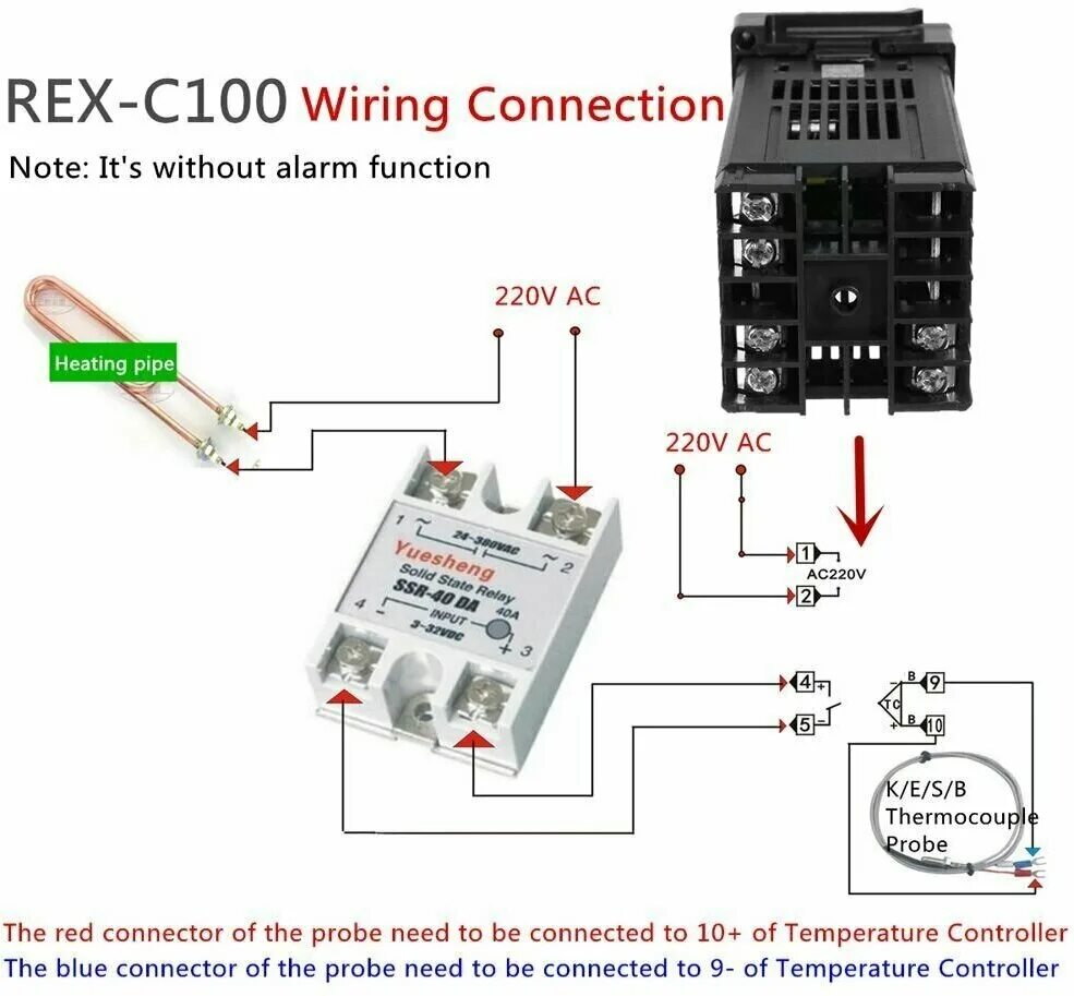 Подключение реле rex c100 REX-C100 цифровой PID-терморегулятор , комплект (термореле, термопара, SSR-40DA,