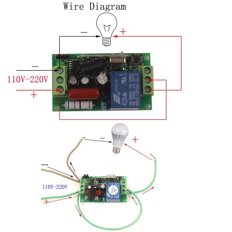 Подключение реле с пультом Smart Home Control Sleeplion 220V 110V Switch With Remote Relay Universal Module