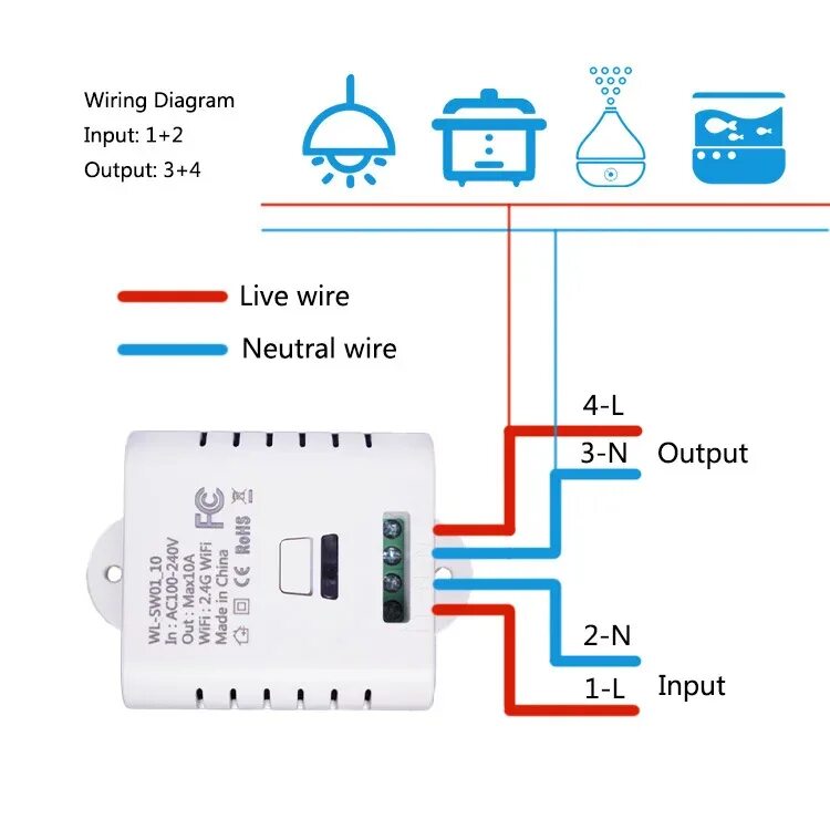 Подключение реле smart switch Intelligent switch WiFi lamp refit remote remote timing switch Alexa GoogleHome 