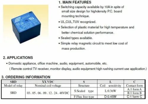 Подключение реле srd 12vdc sl c 100 шт. X SRD-05VDC-SL-C 5 Pins songle питания реле 5V DC SPDT PCB srd-5vdc-sl-c