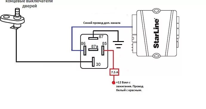 Подключение реле старлайн Реализация функции "вежливая подсветка салона" - Toyota Corona (T190), 2 л, 1992