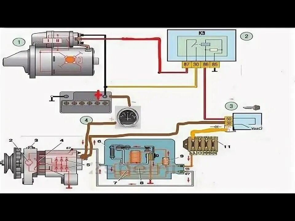 Подключение реле стартера газ Схема Подключения Генератора и Стартера для Трактора и Автомобиля ! Электро Пров