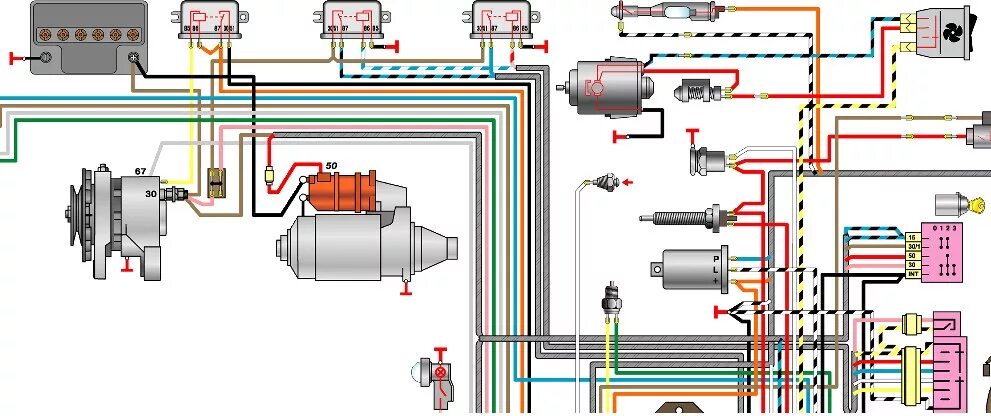 Подключение реле стартера ваз 2106 Картинки СХЕМА ЭЛЕКТРОПРОВОДКИ ВАЗ 2106 КАРБЮРАТОР