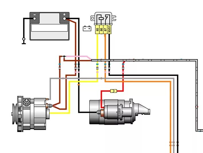 Подключение реле стартера ваз 2106 Переделка силовой электропроводки+удаление лишних проводов - Lada 21063, 1,2 л, 
