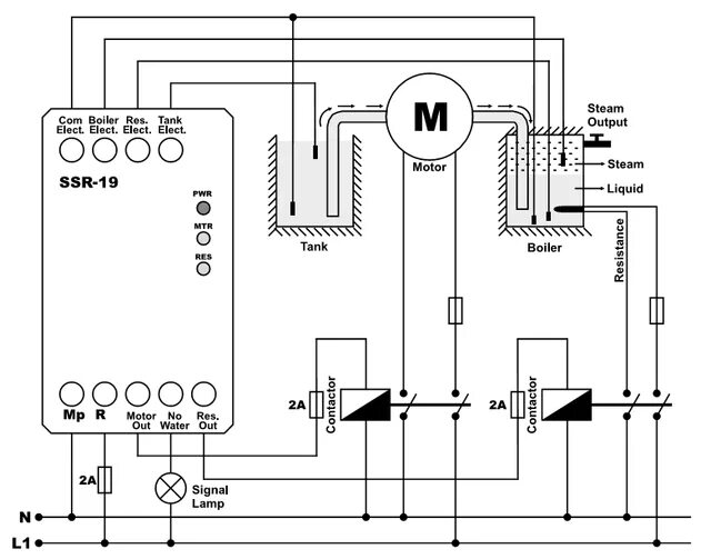 Подключение реле уровня воды Уровень воды - реле контроля уровня жидкости в парогенераторе для 2-ёмкостных си