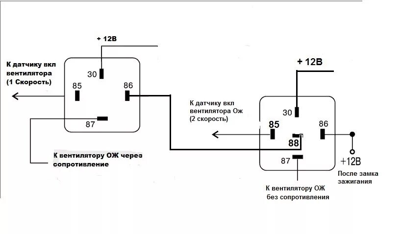 Подключение реле вентилятора Две скорости вентилятора - ГАЗ 31105, 2,4 л, 2007 года своими руками DRIVE2
