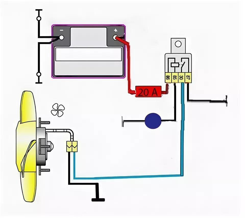 Подключение реле вентилятора ваз 2109 Как правильно сделать принудительное включение вентилятора - Москвич Святогор, 1
