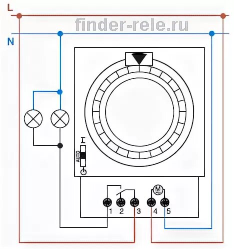 Подключение реле времени abb 12.31.8.230.0000 123182300000 Механическое суточное реле времени; 1 перекидной к