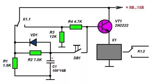 Подключение реле времени к кнопке без фиксации Схема управления реле одной кнопкой без фиксации - DRIVE2