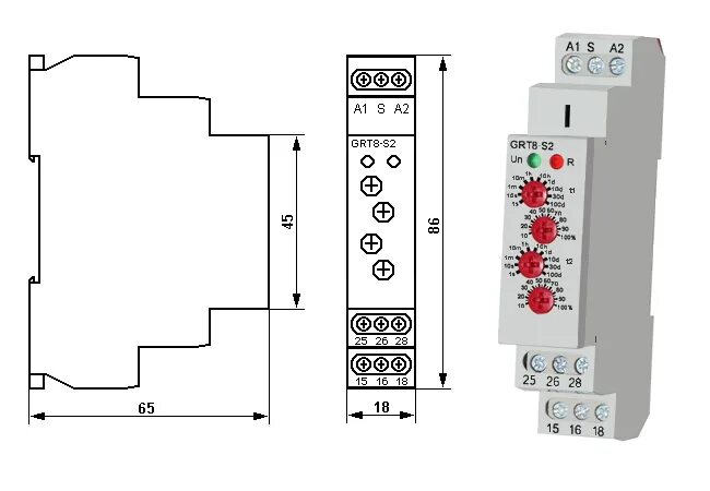Подключение реле времени на дин рейку GRT8-S2 Циклическое реле времени в модульном корпусе на Din-рейку купить по низк