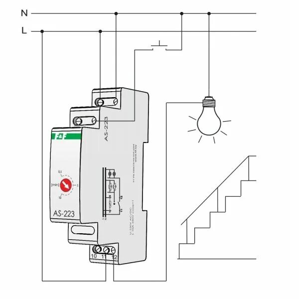 Подключение реле времени на освещение Лестничный автомат AS-223 (таймер) ЕА01.002.006 23091 - купить по выгодной цене 